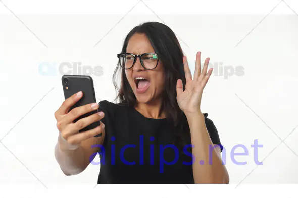 Frustrated Woman Shouting at Smartphone