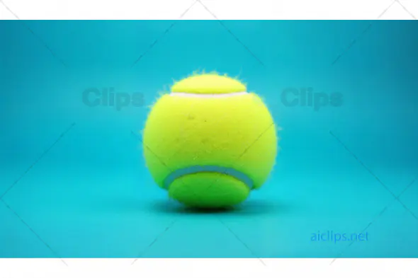 Yellow Tennis Ball on Blue Background