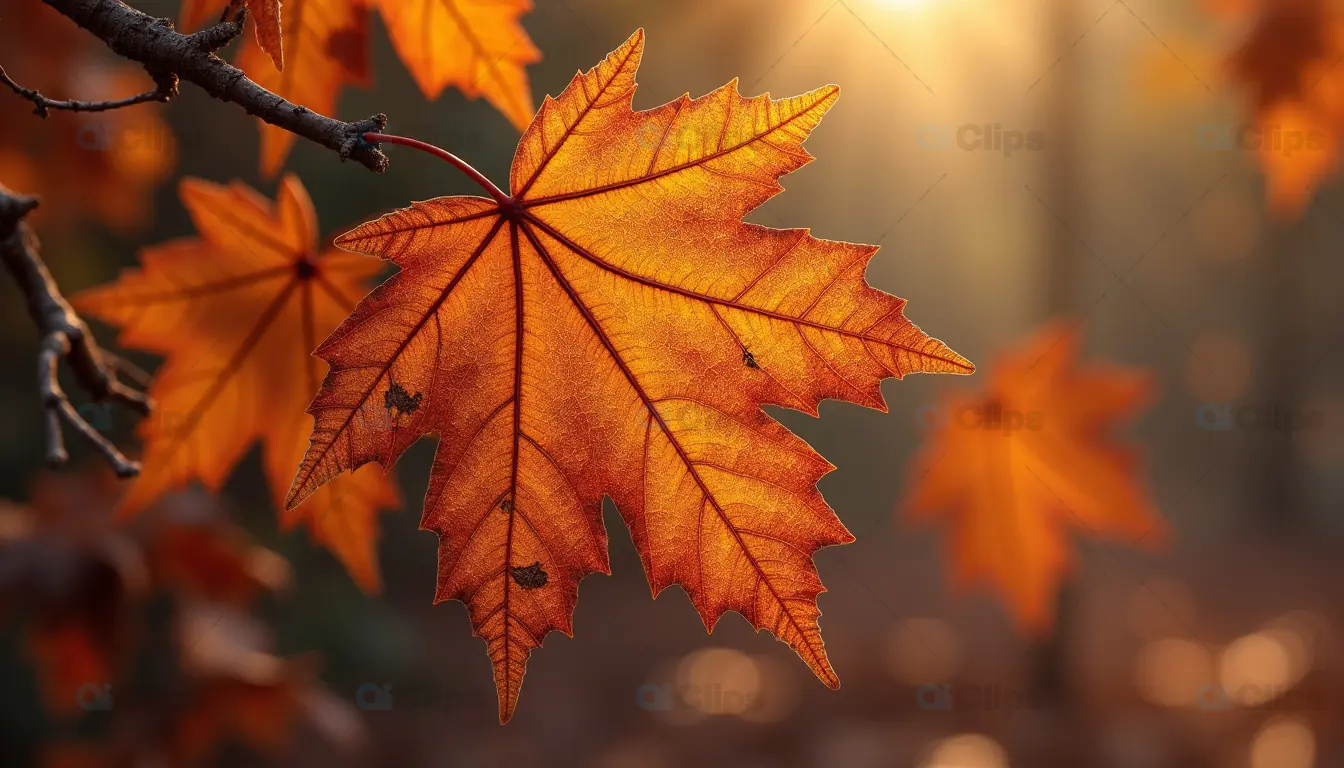 Sunlit Autumn Maple Leaves
