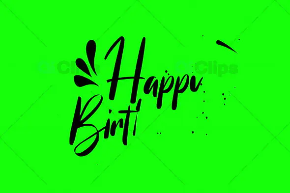 Happy Birthday Text with Cake Icon on Green Screen