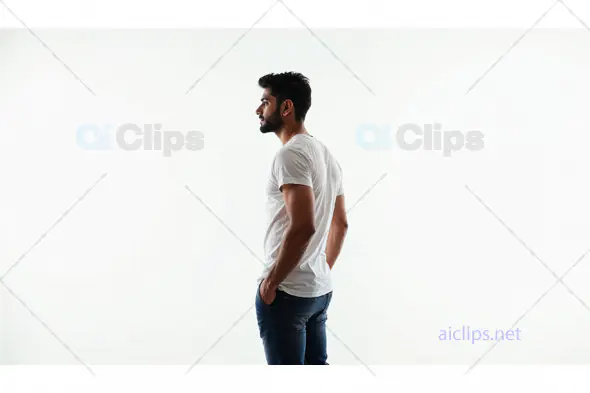 Young Man in White T-Shirt Side Profile