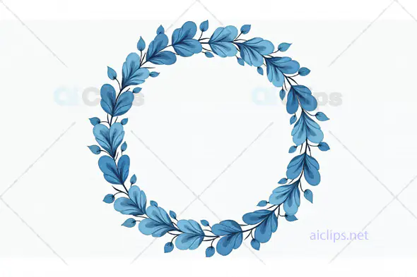 Blue Leaf Wreath Frame
