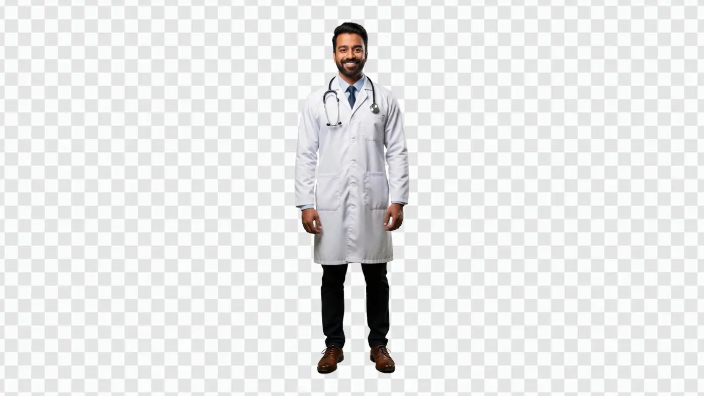 Friendly Indian Male Physician with Stethoscope PNG Clipart