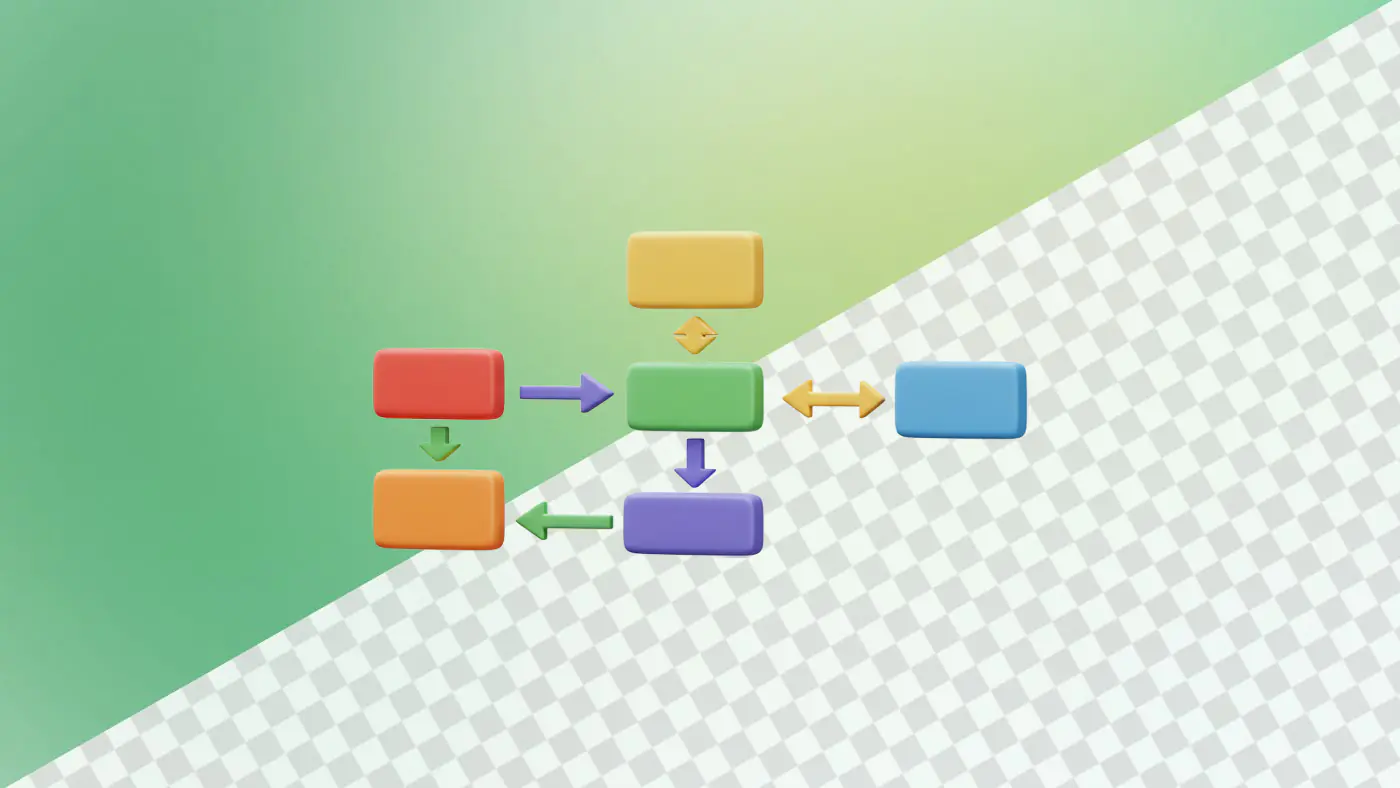 Colorful workflow diagram with connected rectangular blocks