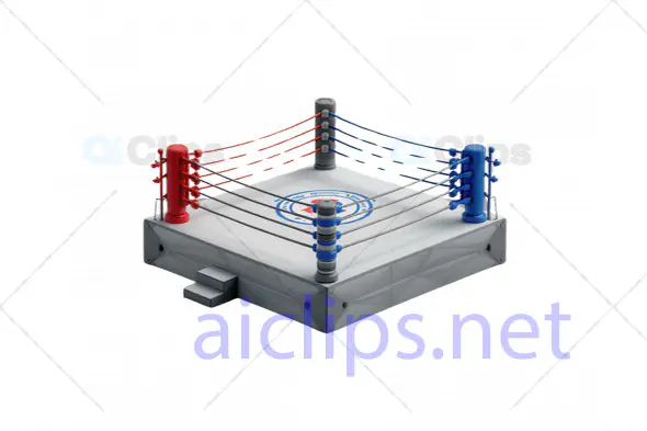 High-Quality 3D Boxing Ring with Red and Blue Corner Posts