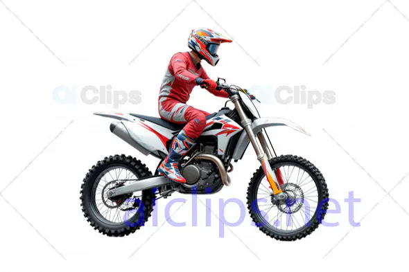 3D Motocross Rider in Action on White Dirt Bike