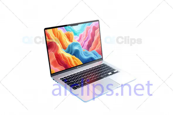 3D Model of a Modern Laptop with Vibrant Screen Display