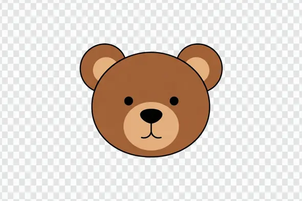 Simple Cute Brown Teddy Bear Face Icon Clipart PNG