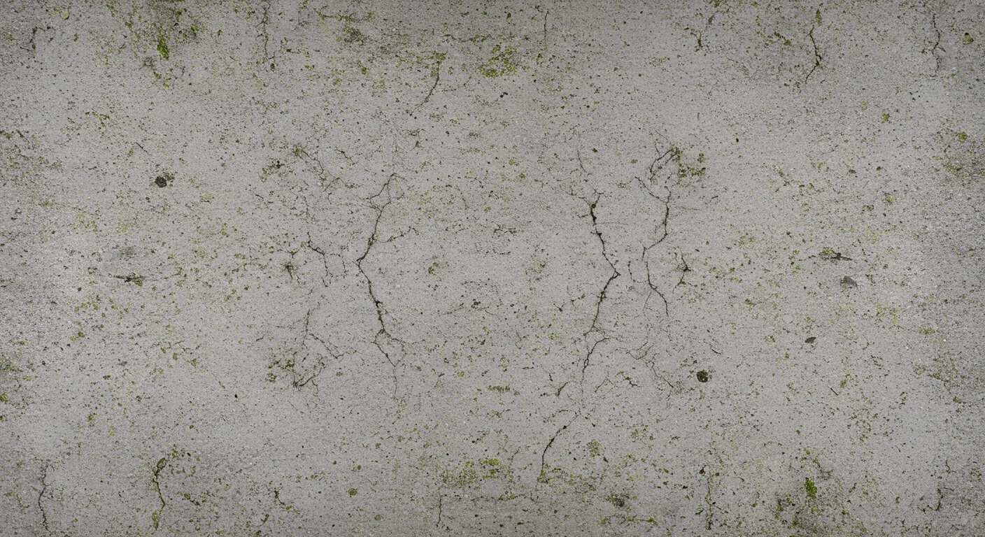 Weathered Concrete Wall with Moss and Cracks
