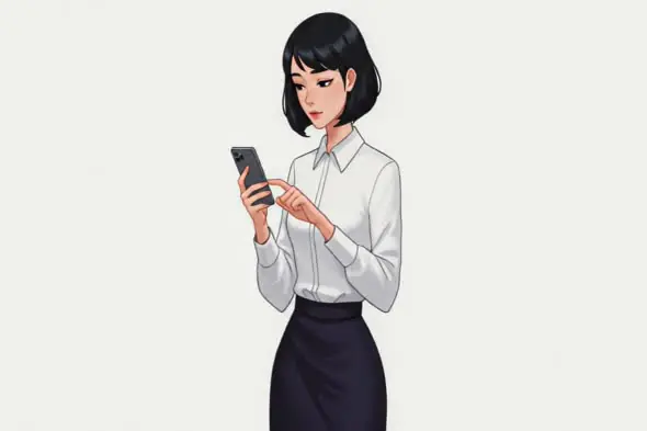 Animated Businesswoman Using Smartphone