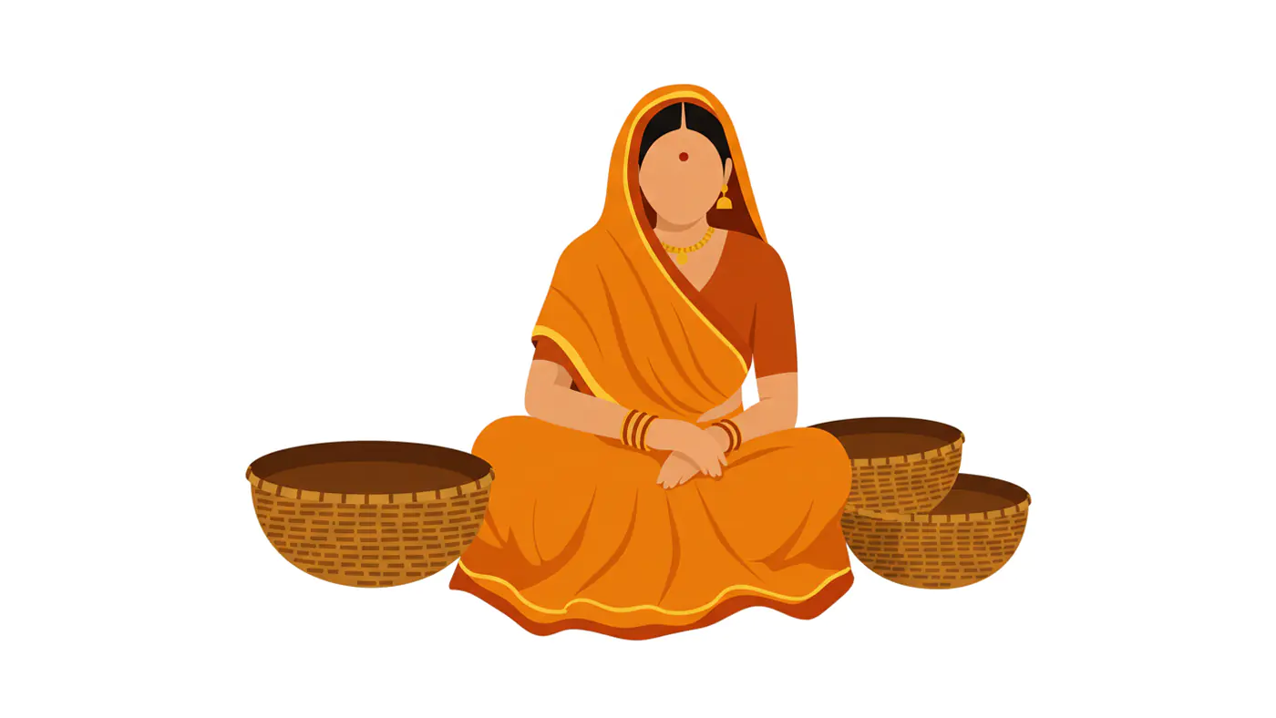 Traditional Basketweaver Vector Art