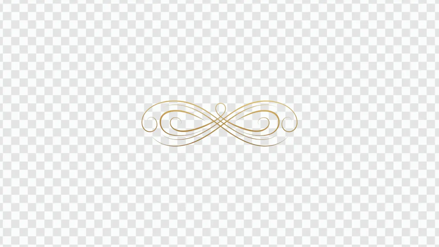 Elegant Gold Calligraphic Swirl Divider Ornament Clipart PNG