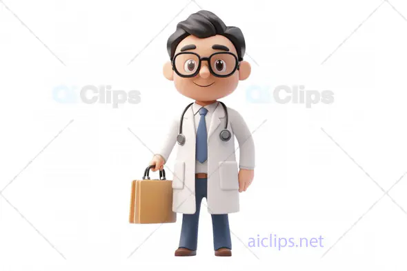 3D Male Doctor Avatar with Medical Bag