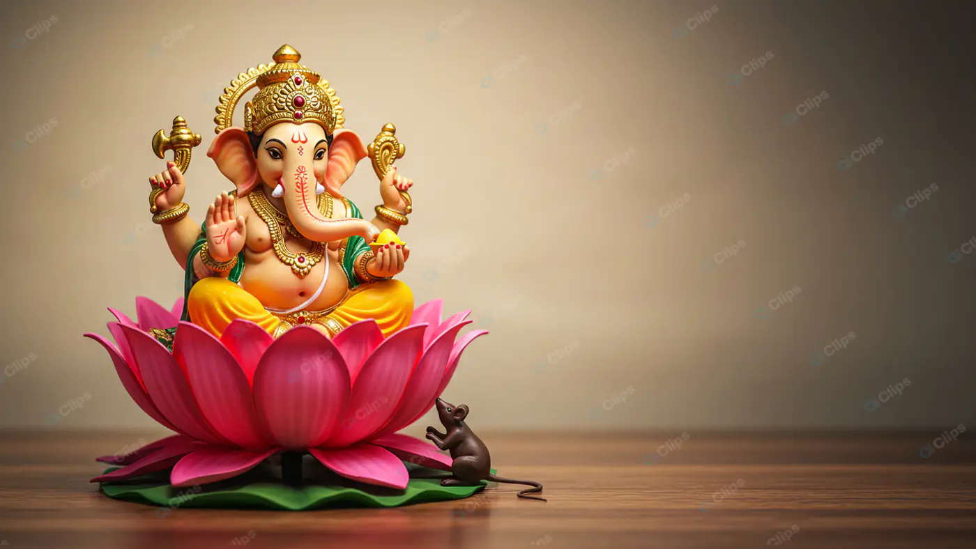 Ganesha Idol on Lotus Throne