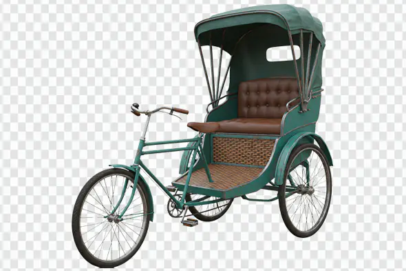 Vintage Green Tricycle Rickshaw Transport PNG Clipart