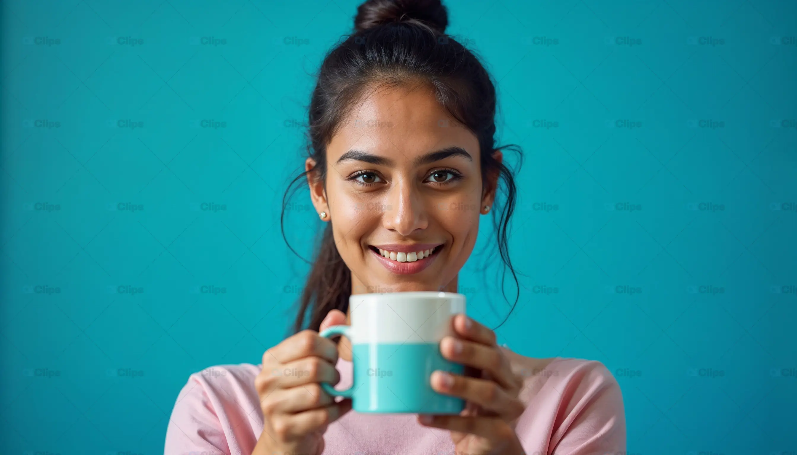 Smiling Woman Holding Coffee Mug 1
