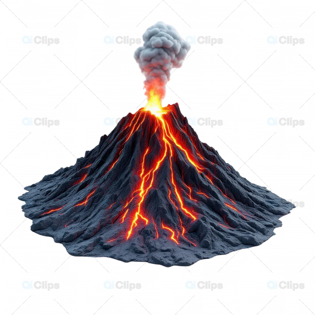 3D Volcanic Eruption with Lava and Smoke