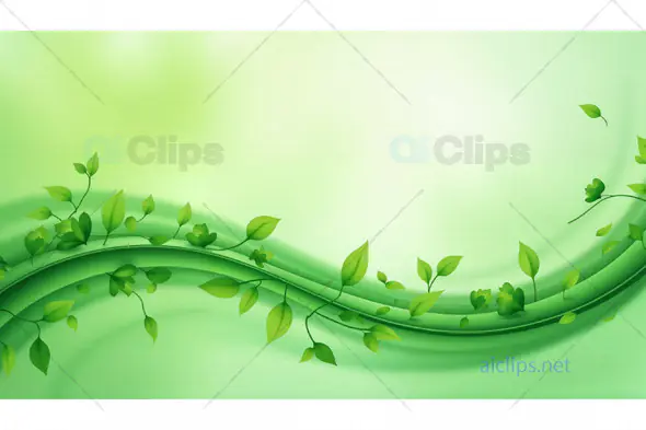 Green Nature Wave Background with Leaves