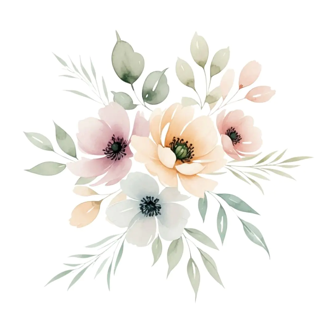 Ethereal Pastel Floral Bouquet Watercolor PNG Clipart
