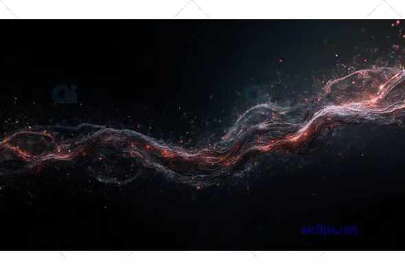 Abstract Particle Wave on Black Background