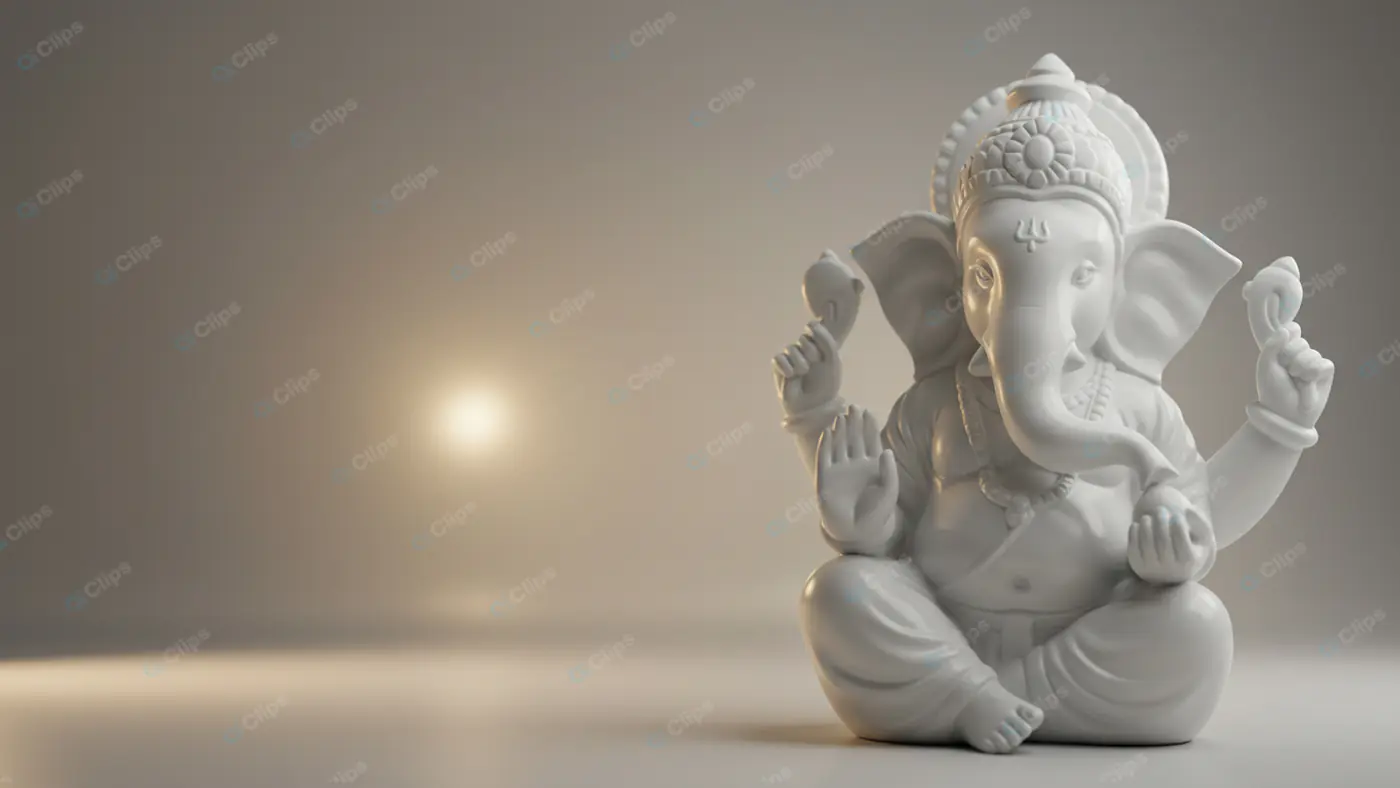 Luminous White Ganesha Sculpture