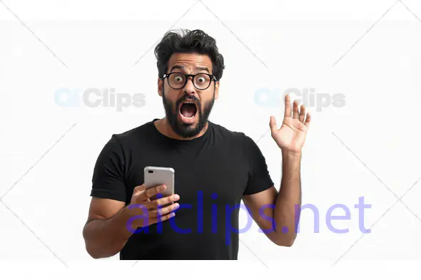 Surprised Man Holding Smartphone