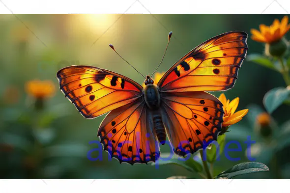 Orange Butterfly on Flower in Sunlight
