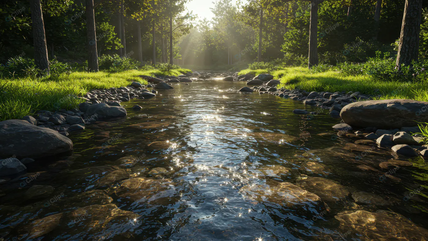 Sunlit Forest Stream