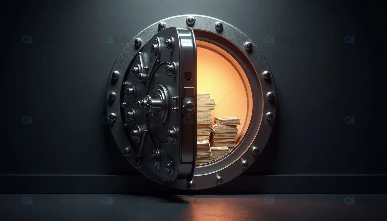 Open Bank Vault with Cash and Documents