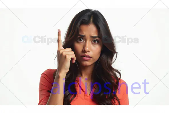 Serious Woman Raising Finger in Warning