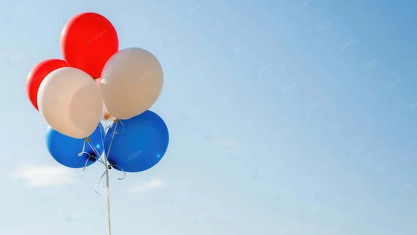 Patriotic Balloons Against a Clear Sky