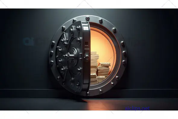 Open Bank Vault with Cash and Documents