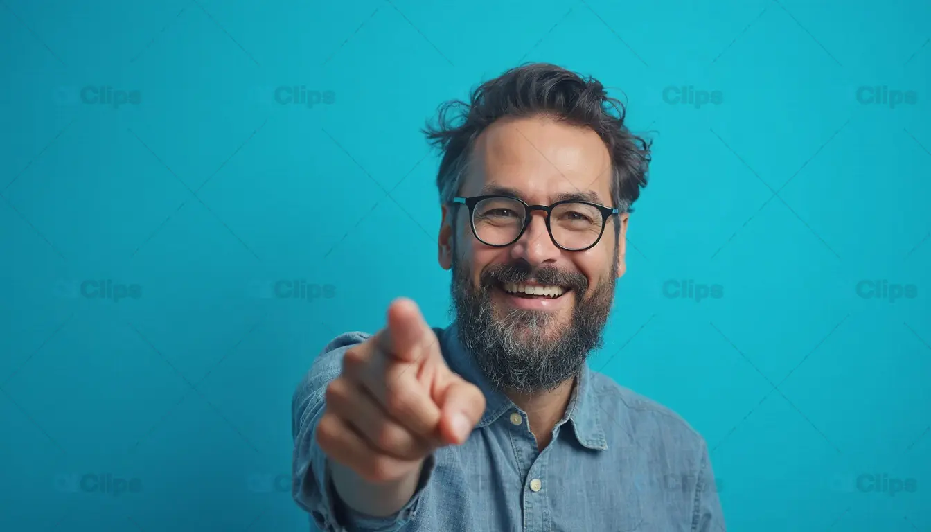 Happy Man Pointing at Camera