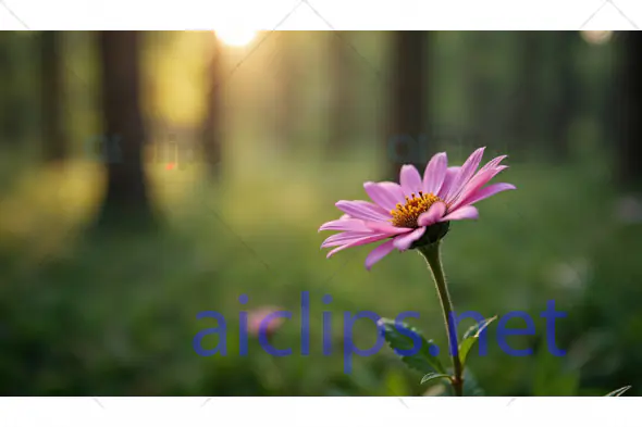 Pink Wildflower in Sunlit Forest