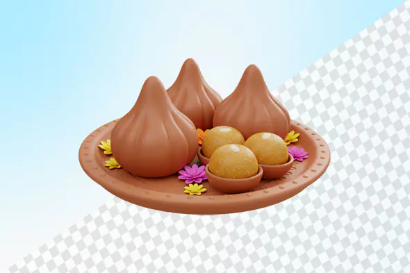 Indian sweets platter with modaks and laddoos