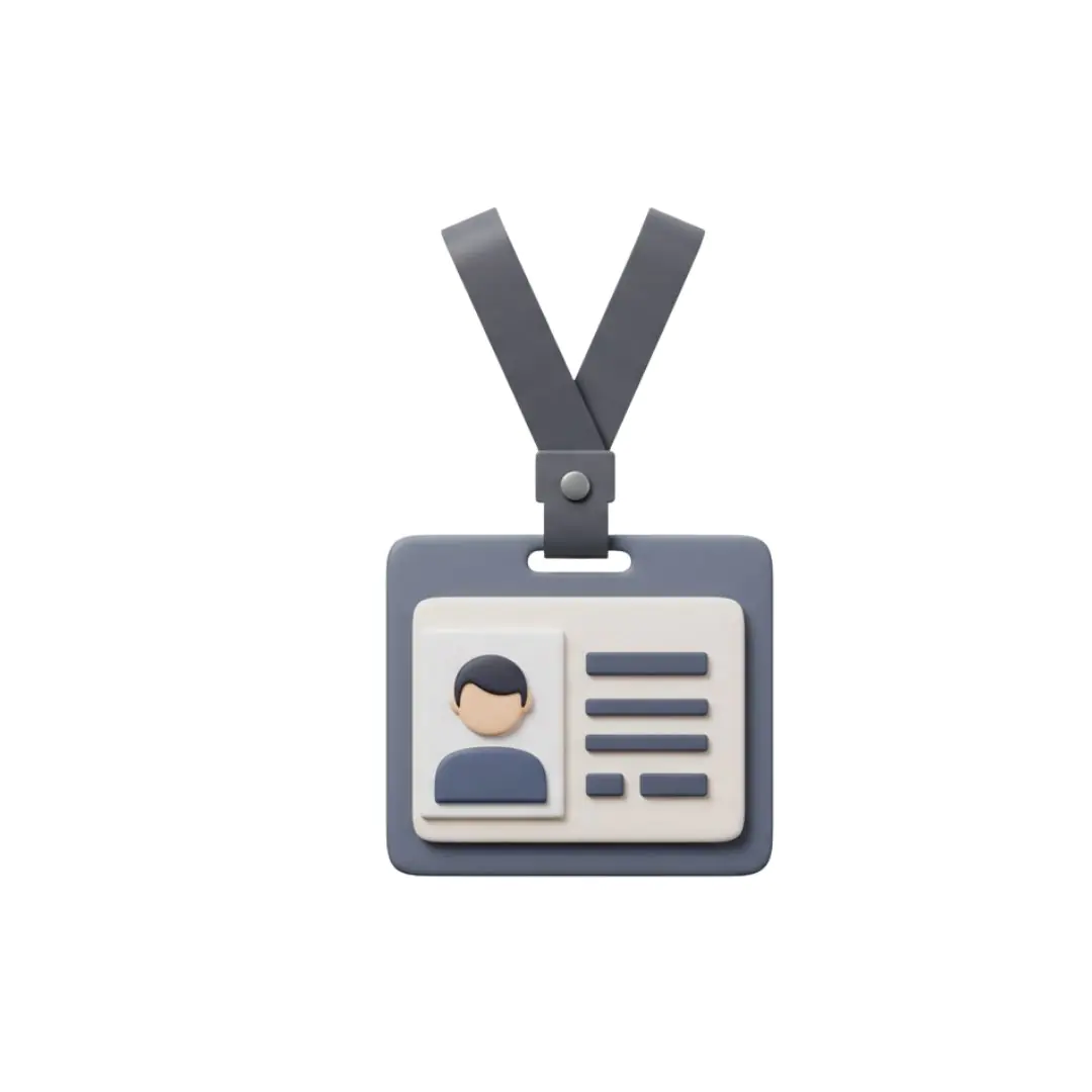 Identification badge with lanyard 3D render illustration
