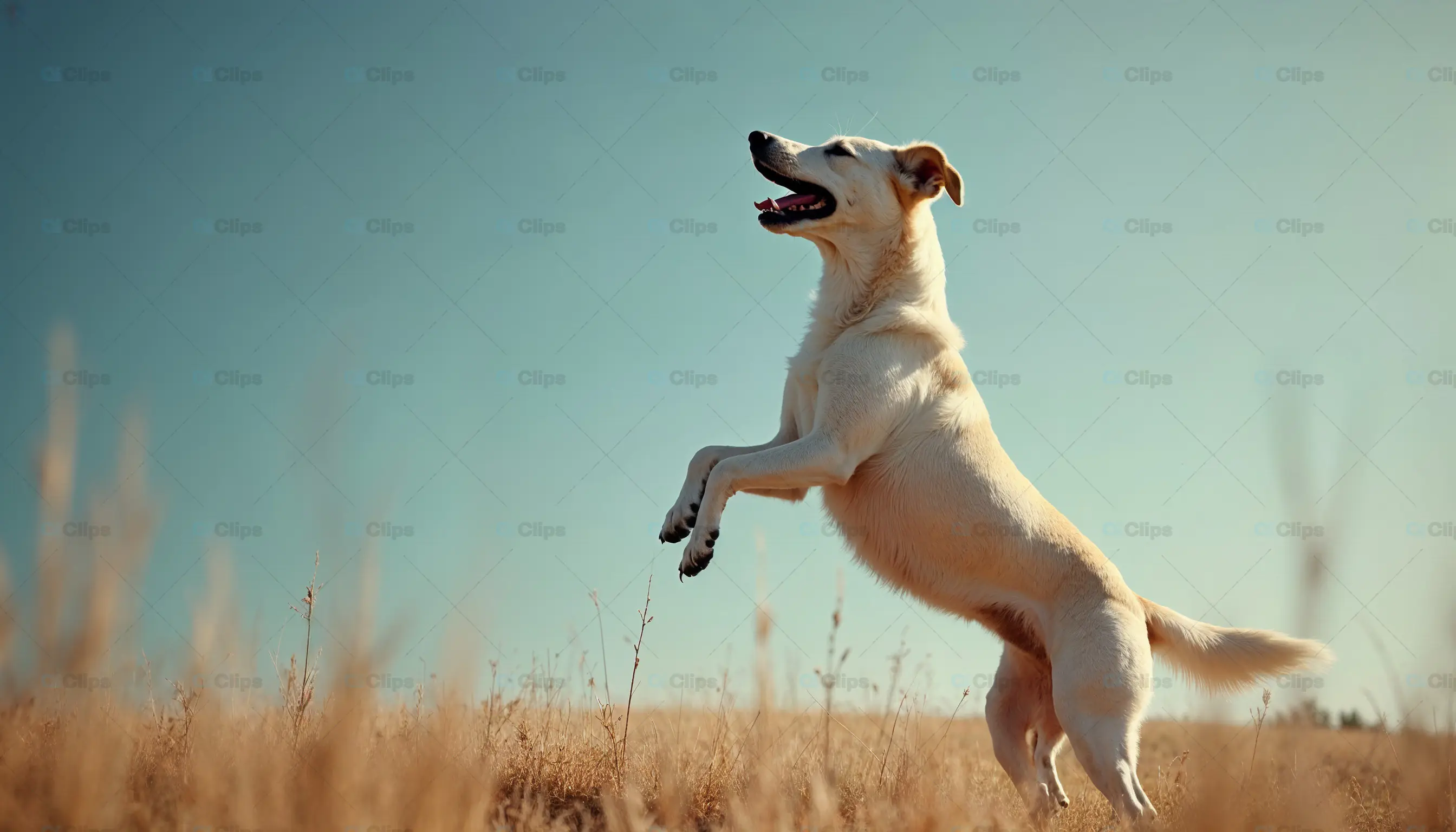 Happy Dog Jumping in Field