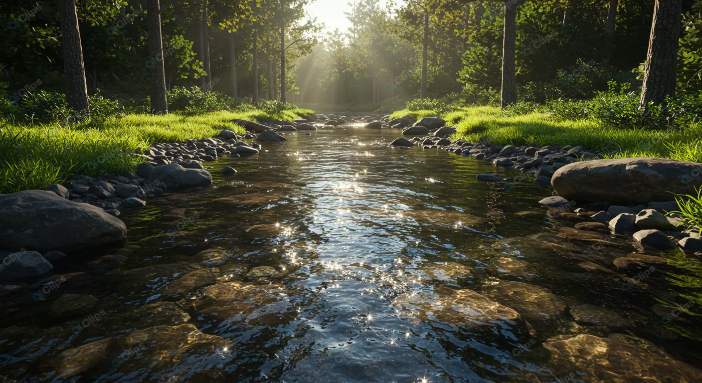 Sunlit Forest Stream