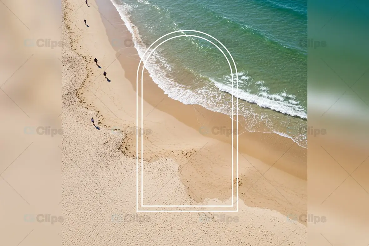 Golden Coastline Mockup with Arch Graphic Overlay