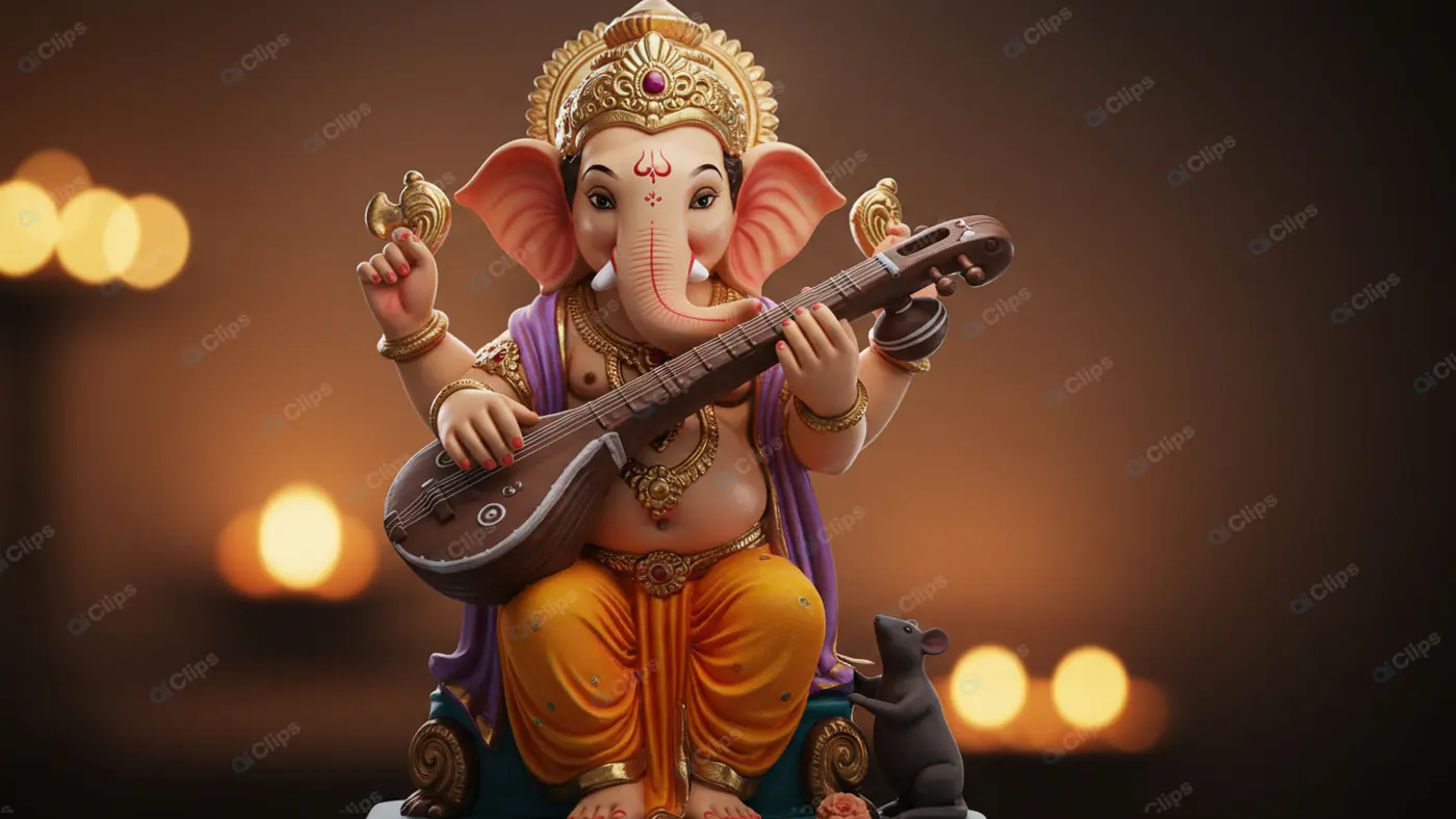 Musical Ganesha Idol with Veena