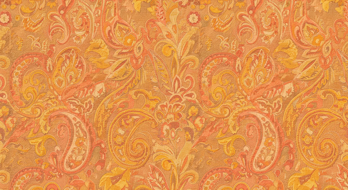 Indian Paisley Fabric Texture in Earthy Red & Mustard Hues | Traditional Textile Design