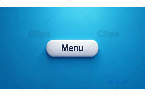 3D Menu Button on Blue Background