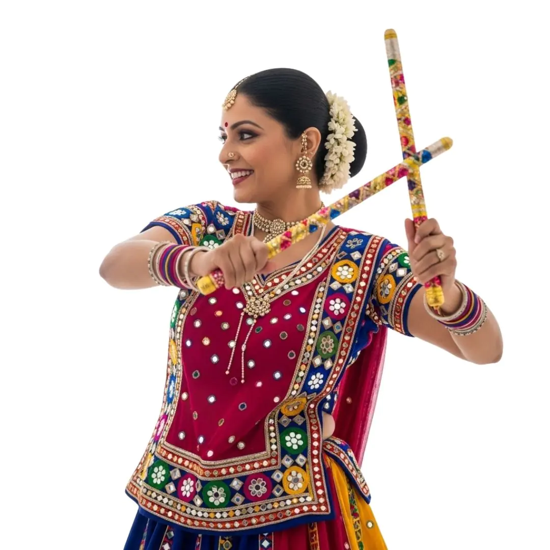 Vibrant Indian Dancer Performing Traditional Garba Celebration