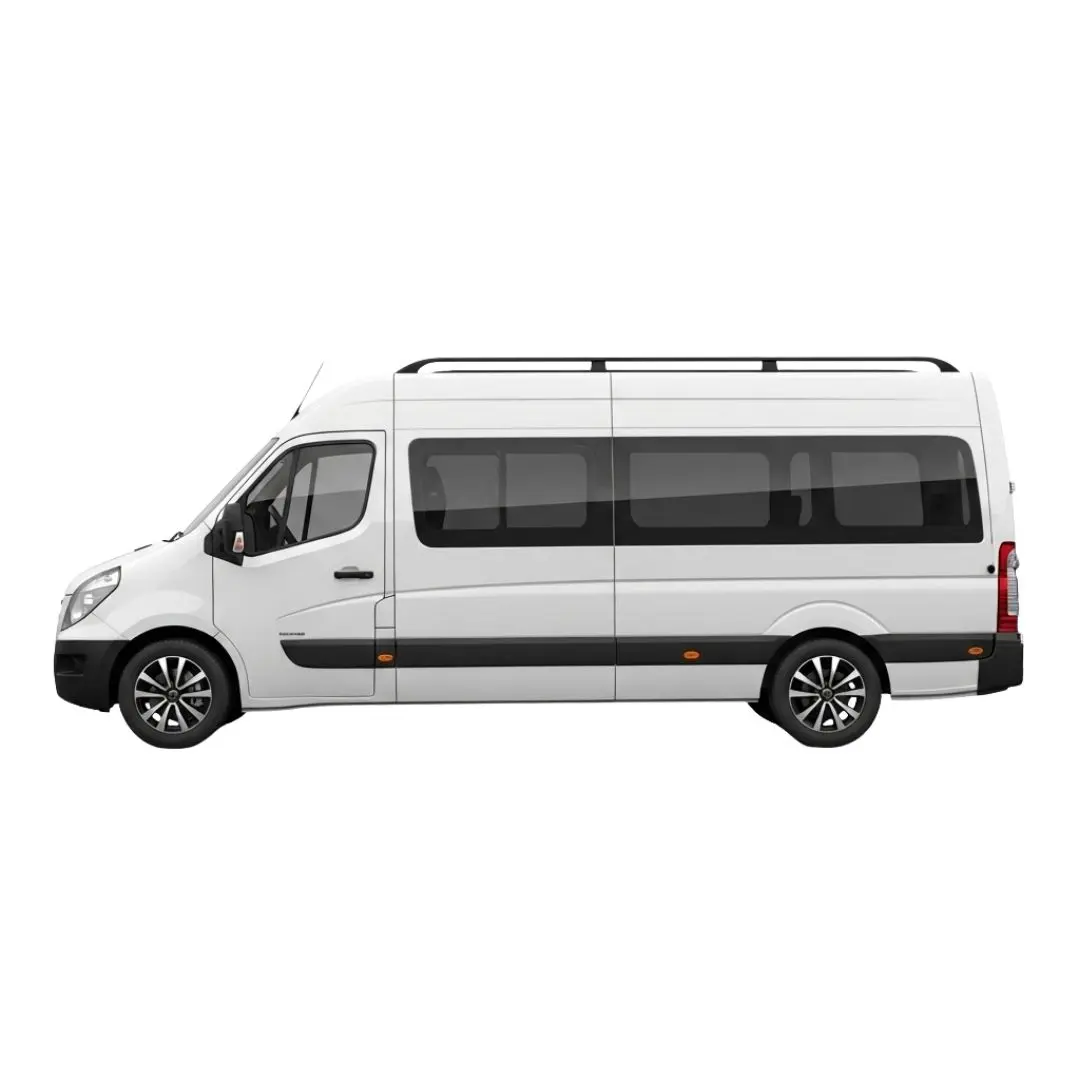 White Commercial Passenger Minivan with Roof Rack PNG