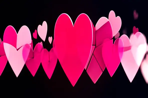 Romantic Pink 3D Heart Animation on Black Background