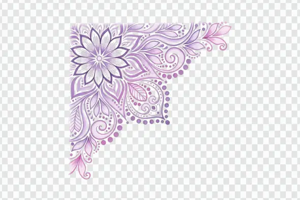 Elegant Purple Mandala Floral Corner Ornament PNG Clipart