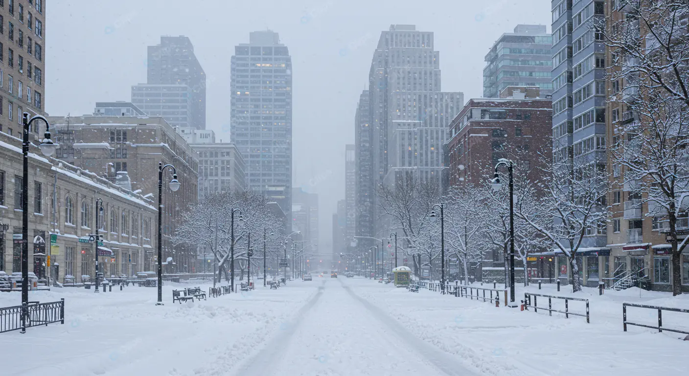 Snowy Urban Avenue