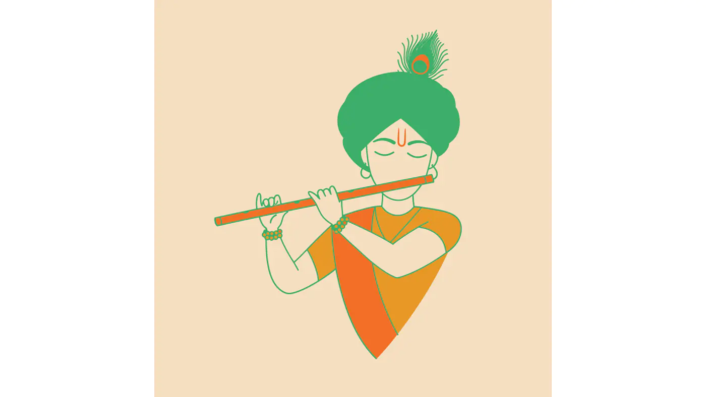 Minimalist Krishna Vector Art