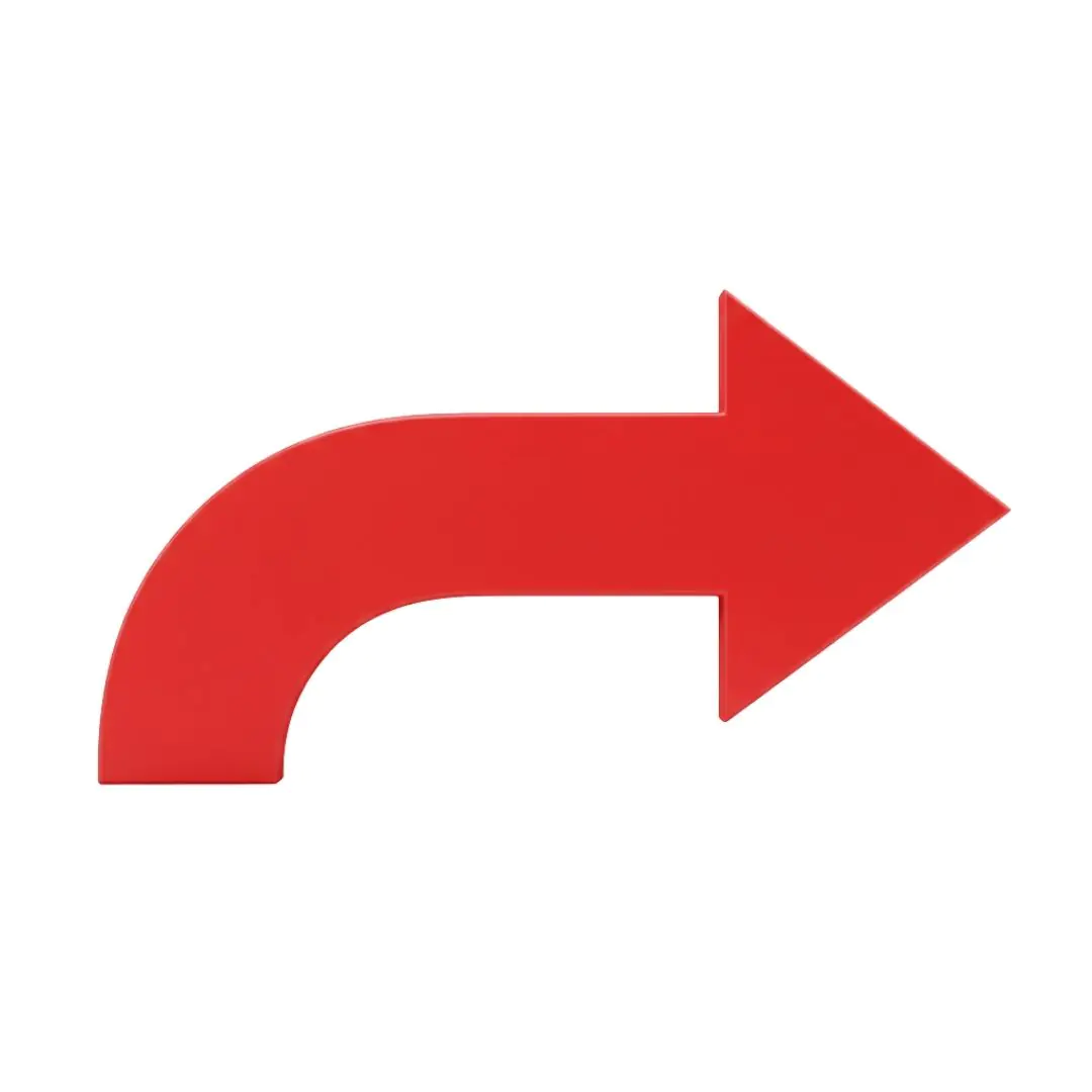 Bright Red Curved Right Arrow Symbol PNG