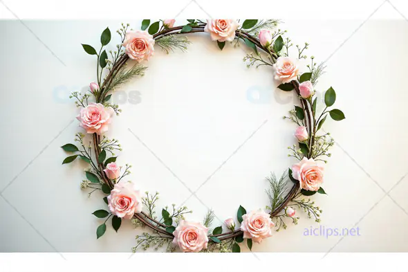 Romantic Floral Wreath with Pink Roses